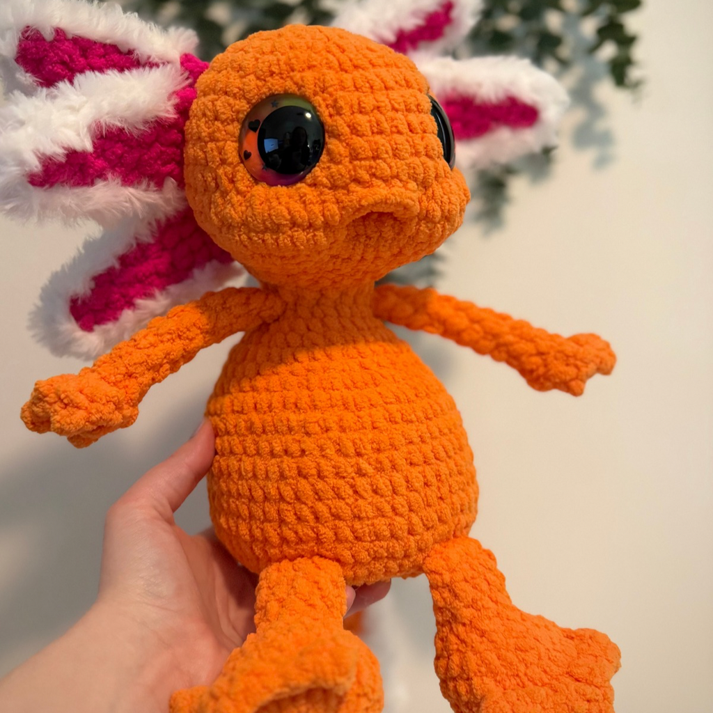 Custom Handmade Crochet Axolotl Plushie – Albert the Axolotl Amigurumi (One of a Kind)
