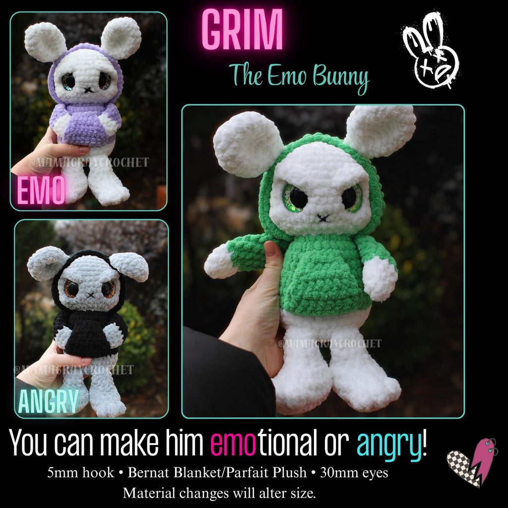 Grim the Emo Bunny Crochet Pattern